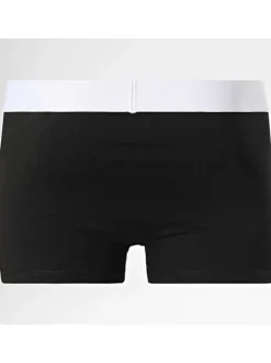 Lot de 3 boxers classiques en coton noirs unis à ceintures blanches