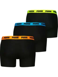 Lot de 3 boxers classiques en coton noirs unis à ceintures tricolores