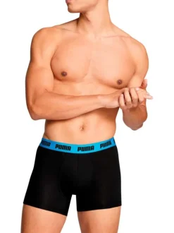 Lot de 3 boxers classiques en coton noirs unis à ceintures tricolores