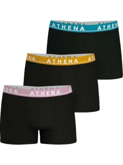Lot de 3 boxers classiques en coton noirs unis à ceintures tricolores