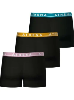 Lot de 3 boxers classiques en coton noirs unis à ceintures tricolores