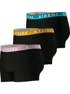 Lot de 3 boxers classiques en coton noirs unis à ceintures tricolores