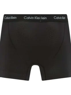 Lot de 3 boxers classiques en coton noirs unis à col avec nom de la marque