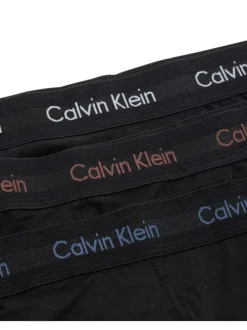 Lot de 3 boxers classiques en coton noirs unis à col avec nom de la marque