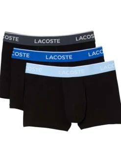 Lot de 3 Boxers classiques en coton noirs unis coupe fermée avec ceintures colorées