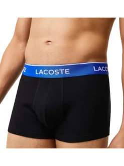 Lot de 3 Boxers classiques en coton noirs unis coupe fermée avec ceintures colorées