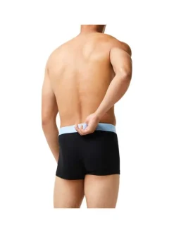 Lot de 3 Boxers classiques en coton noirs unis coupe fermée avec ceintures colorées