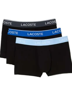 Lot de 3 Boxers classiques en coton noirs unis coupe fermée avec ceintures colorées