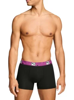 Lot de 2 boxers classiques en coton noirs unis pourvus d'une taille élastiquée