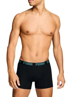 Lot de 2 boxers classiques en coton noirs unis pourvus d'une taille élastiquée