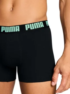 Lot de 2 boxers classiques en coton noirs unis pourvus d'une taille élastiquée