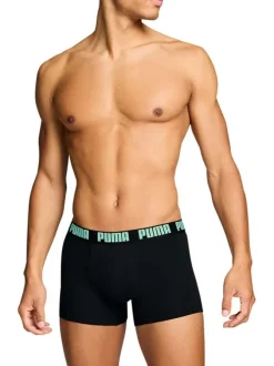 Lot de 2 boxers classiques en coton noirs unis pourvus d'une taille élastiquée