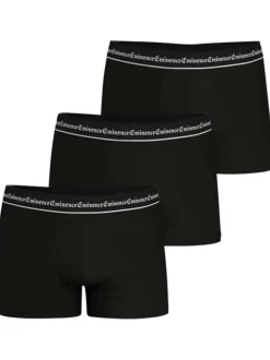 Lot de 3 boxers classiques en coton noirs unis à taille élastiquée