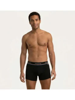 Lot de 2 boxers classiques en coton noir uni avec le nom de la marque