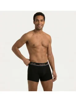 Lot de 2 boxers classiques en coton noir uni avec le nom de la marque