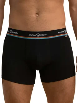Lot de 2 boxers classiques en coton noir uni avec le nom de la marque