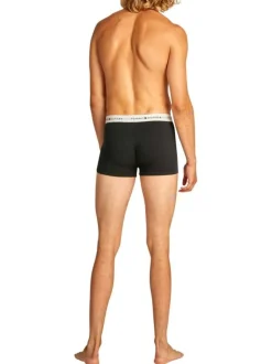 Lot de 3 Boxers classiques en coton régénératif noirs unis et taille élastiquée