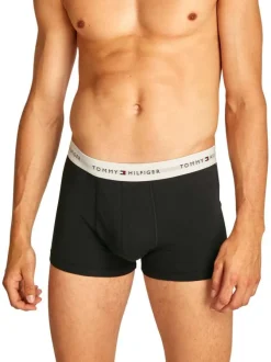 Lot de 3 Boxers classiques en coton régénératif noirs unis et taille élastiquée