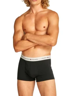 Lot de 3 Boxers classiques en coton régénératif noirs unis et taille élastiquée