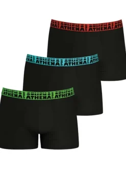 Lot de 3 boxers classiques en coton stretch noir et uni avec une ceinture élastiquée