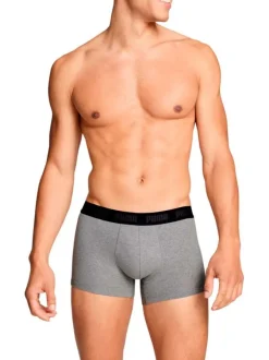 Lot de 3 boxers classiques en coton tricolores chinés avec le nom de la marque