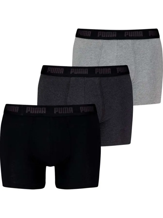 Lot de 3 boxers classiques en coton tricolores chinés avec le nom de la marque