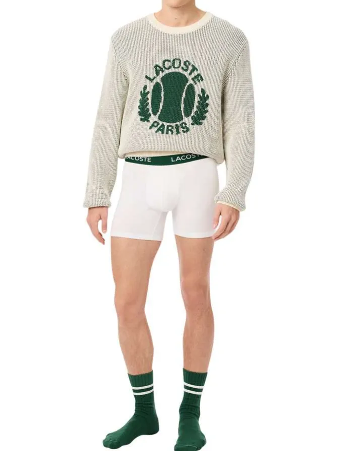 Lot de 3 boxers classiques en coton tricolores chinés avec le nom de la marque