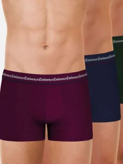 Lot de 3 boxers classiques en coton tricolores unis avec le nom de la marque