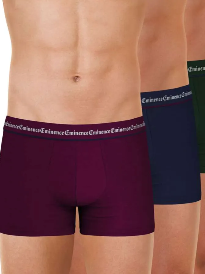Lot de 3 boxers classiques en coton tricolores unis avec le nom de la marque