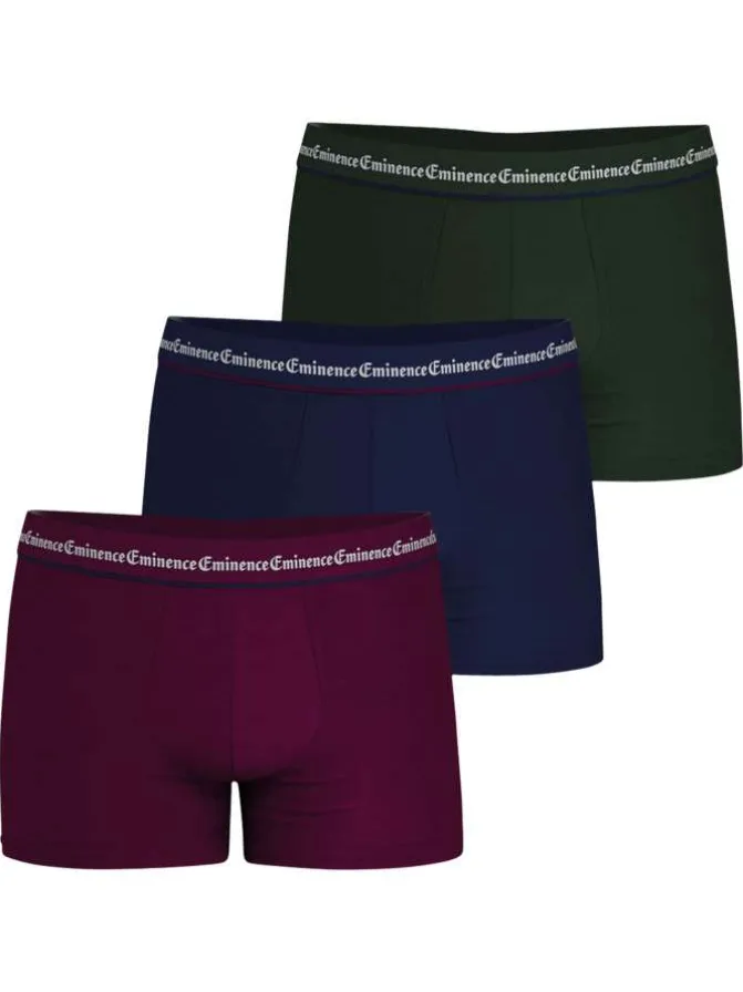 Lot de 3 boxers classiques en coton tricolores unis avec le nom de la marque