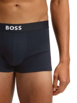 Lot de 3 boxers classiques en coton tricolores unis à ceintures noires