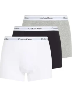Lot de 3 boxers classiques en coton tricolore unis avec une ceinture élastiquée