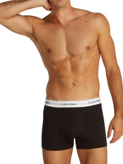 Lot de 3 boxers classiques en coton tricolore unis avec une ceinture élastiquée