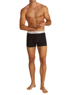 Lot de 3 boxers classiques en coton tricolore unis avec une ceinture élastiquée