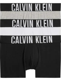 Lot de 3 boxers classiques en coton tricolore unis avec une ceinture noire large