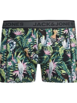 Lot de 3 boxers classiques en coton verts à coupe fermée et à imprimé tropical