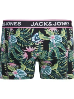Lot de 3 boxers classiques en coton verts à coupe fermée et à imprimé tropical