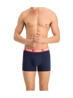 Lot de 2 boxers classiques marine et gris en coton avec taille élastiquée