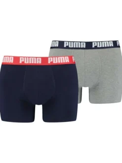 Lot de 2 boxers classiques marine et gris en coton avec taille élastiquée