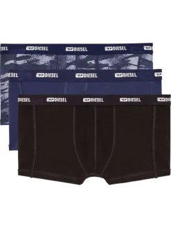 Lot de 3 boxers classiques noir et bleu en coton avec imprimé camouflage