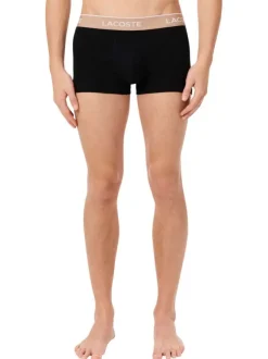 Lot de 3 boxers classiques noirs en coton unis à ceinture élastiquée tricolore