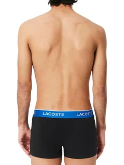 Lot de 3 boxers classiques noirs en coton unis à ceinture tricolore
