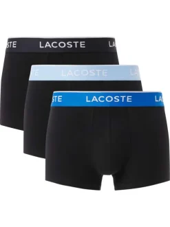 Lot de 3 boxers classiques noirs en coton unis à ceinture tricolore