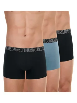 Lot de 3 boxers classiques noirs et gris en coton stretch à ceintures élastiquées