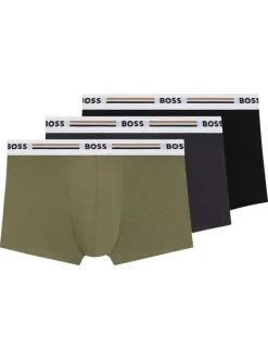Lot de 3 boxers classiques tricolores unis à ceintures blanches