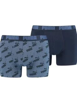 Lot de 2 boxers coton bleus logotypés fantaisie et uni