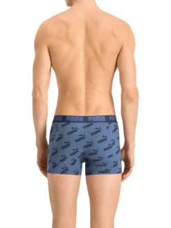 Lot de 2 boxers coton bleus logotypés fantaisie et uni
