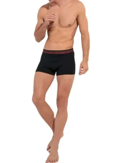 Lot de 3 boxers à coupe classique en coton noir uni avec logo
