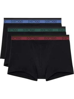 Lot de 3 boxers à coupe classique en coton noir uni avec logo