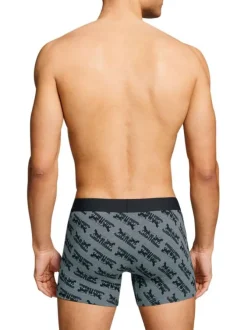 Lot de 3 boxers courts gris et noir en coton avec ceinture élastiquée